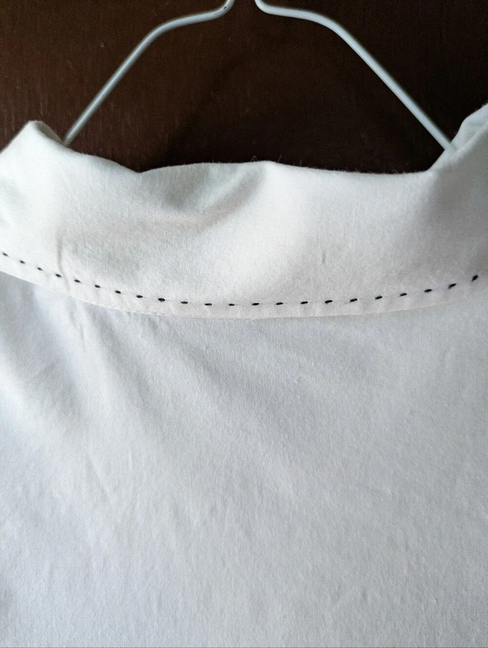 Valerie Separates Petite White Button-Up Blouse with Contrast Stitch Size PL